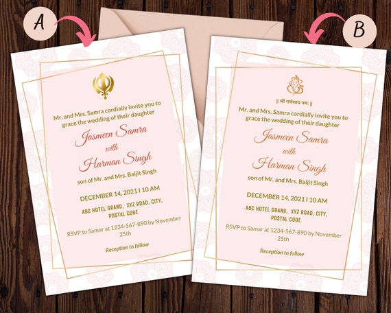 Printable Indian Wedding Invitation, Wedding Template Evite, Hindu ...