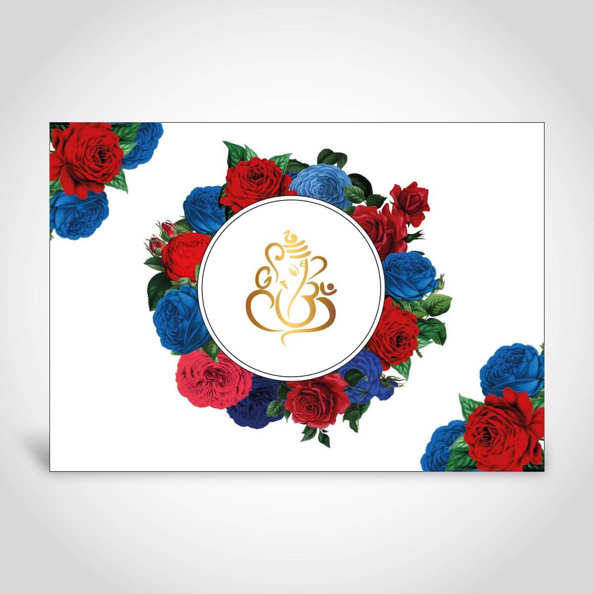Hindu Wedding Invitation | Blue &  Red Floral Wreath | Gold Foiled ...