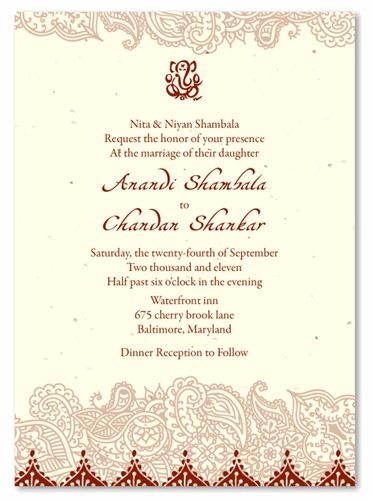 Indian Wedding Invitations on Seeded Paper | Shantih