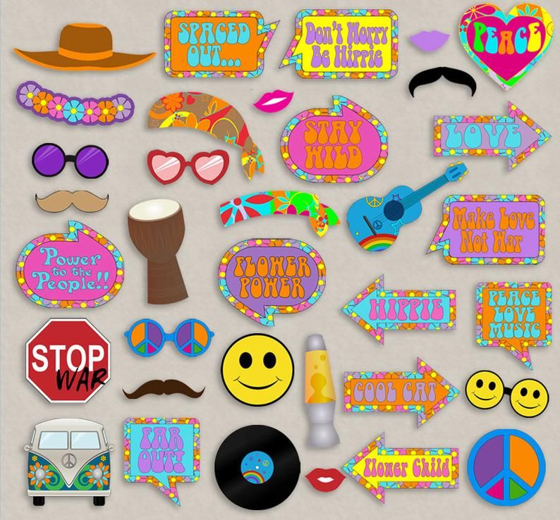 printable hippie photo booth props