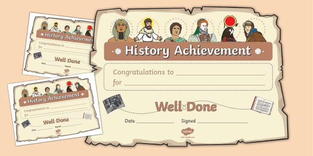 History certificate of achievement | Printable | Twinkl