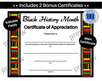 Black History Month Certificate of Appreciation With Bonus Awards ...