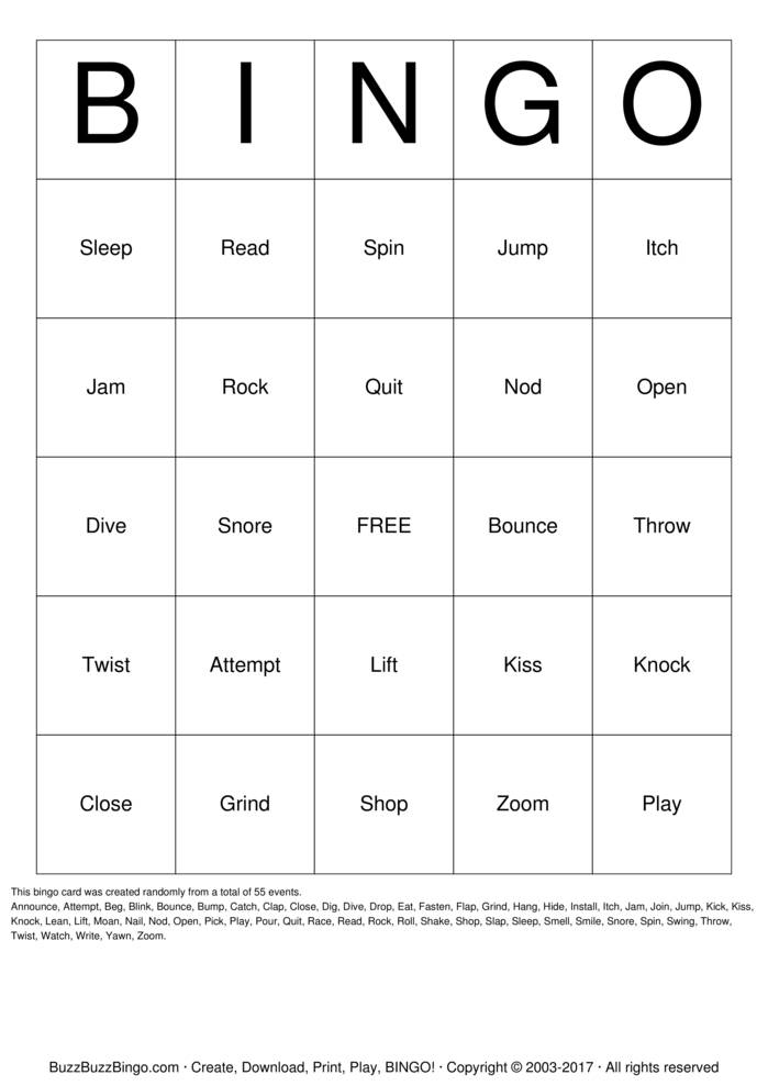 Verbs Bingo Cards to Download, Print and Customize!