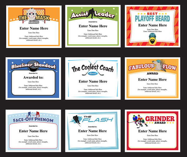 Hockey Certificate Templates | Players and Coaches Awards