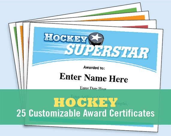 Hockey Certificates Editable , Kid Certificates, Child, Hockey Mom ...