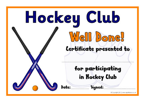 Hockey Club Award Certificates (SB9026) - SparkleBox