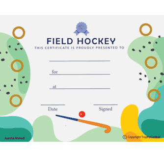 Free Field Hockey Certificate Template | TrophyCentral