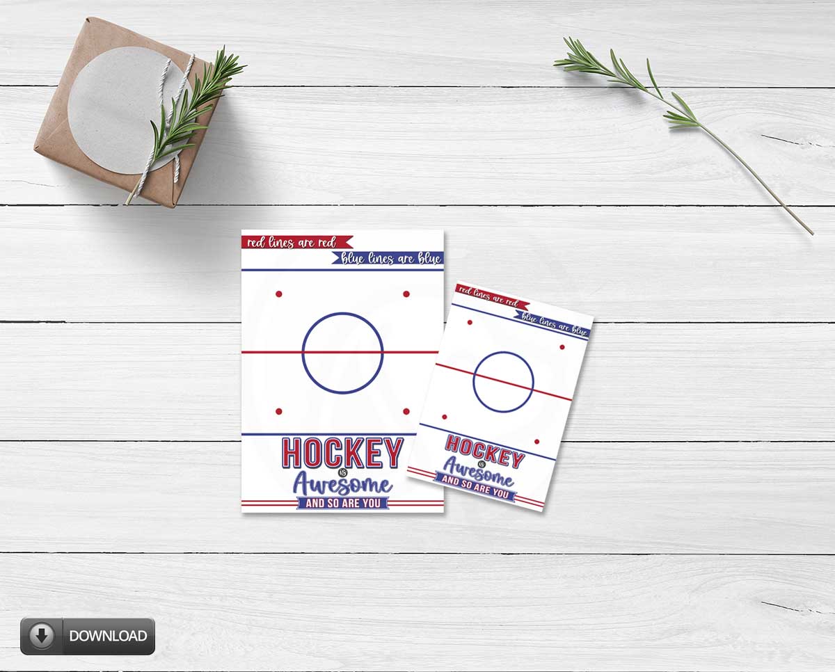 Ice Hockey Party Printable Note and Cookie Cards
