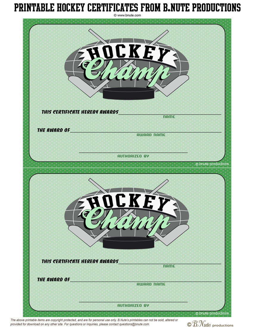 bnute productions: Free Printable Hockey Party Tags and Certificates