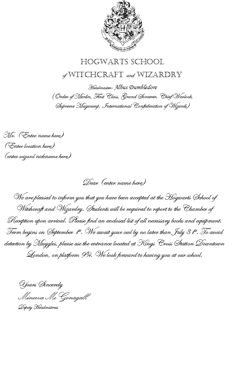 Make Your Own Hogwarts Acceptance Letter - Instructables - Worksheets Library for Free Printable Hogwarts Letter Template