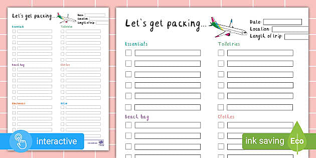 Holiday Checklist Planner Insert | Twinkl Busy Bees - Twinkl
