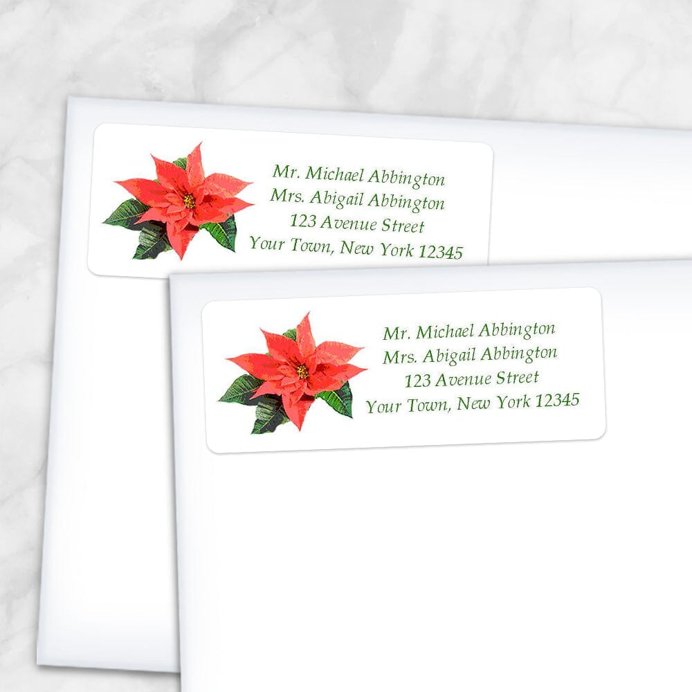 Holiday Personalized Poinsettia Address Labels - Printable at ...