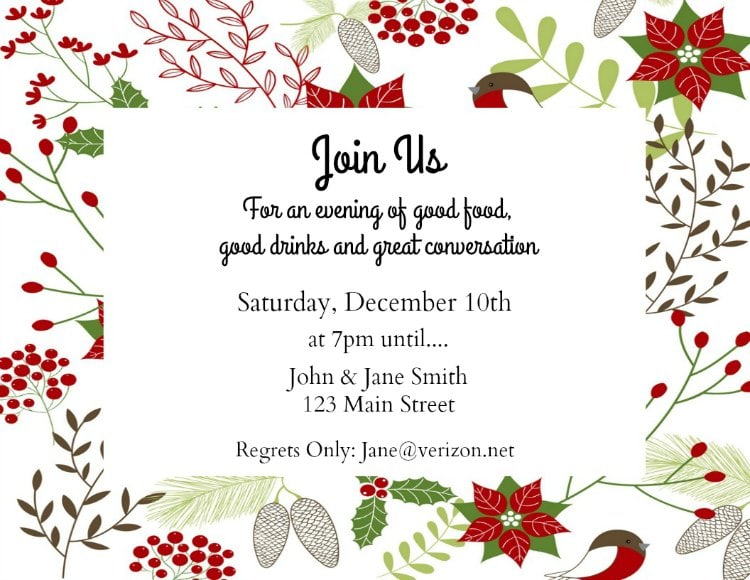 printable holiday invitation templates