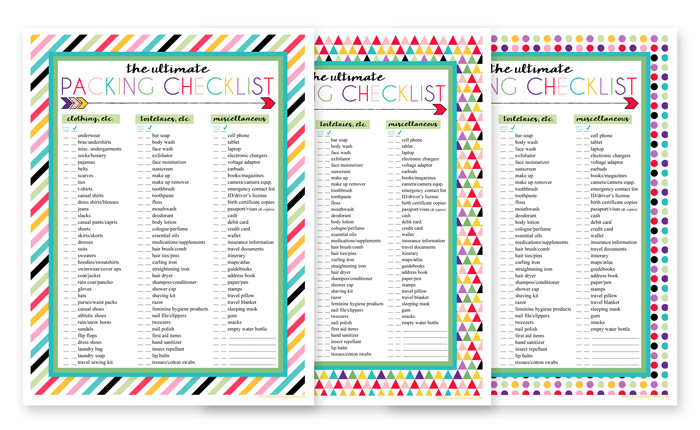 printable holiday packing list 2017