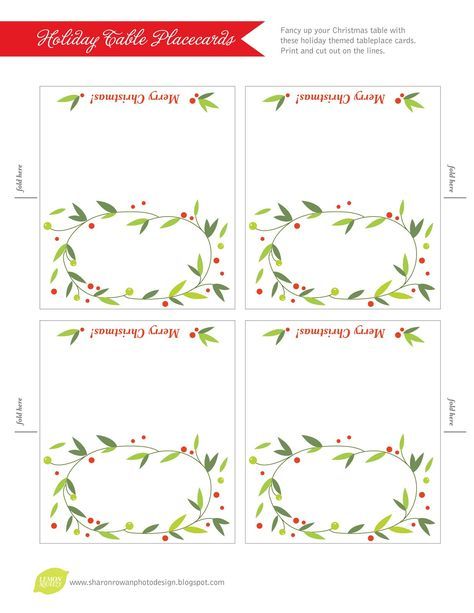 printable holiday place cards