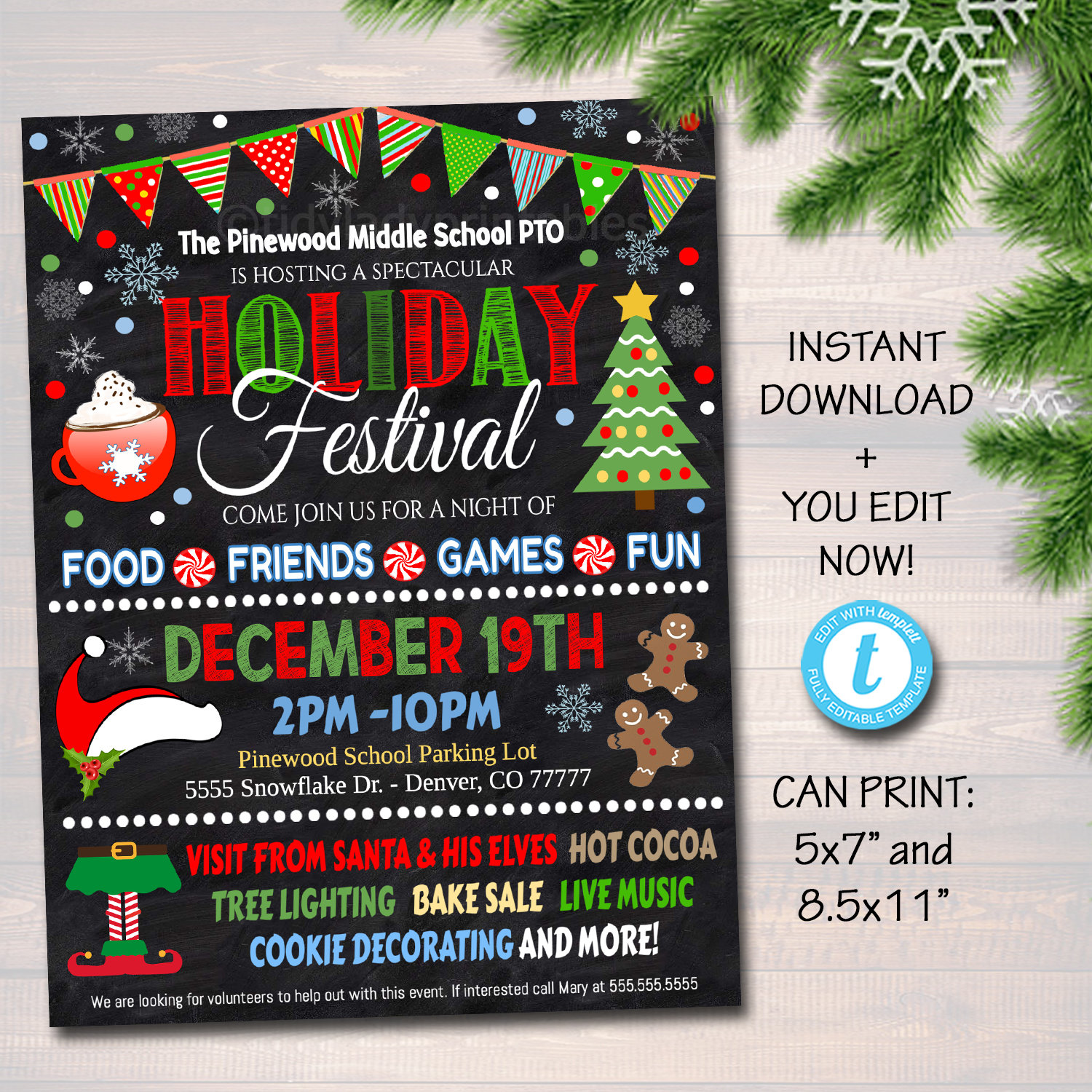 EDITABLE Holiday Festival Christmas Flyer/poster Printable ...