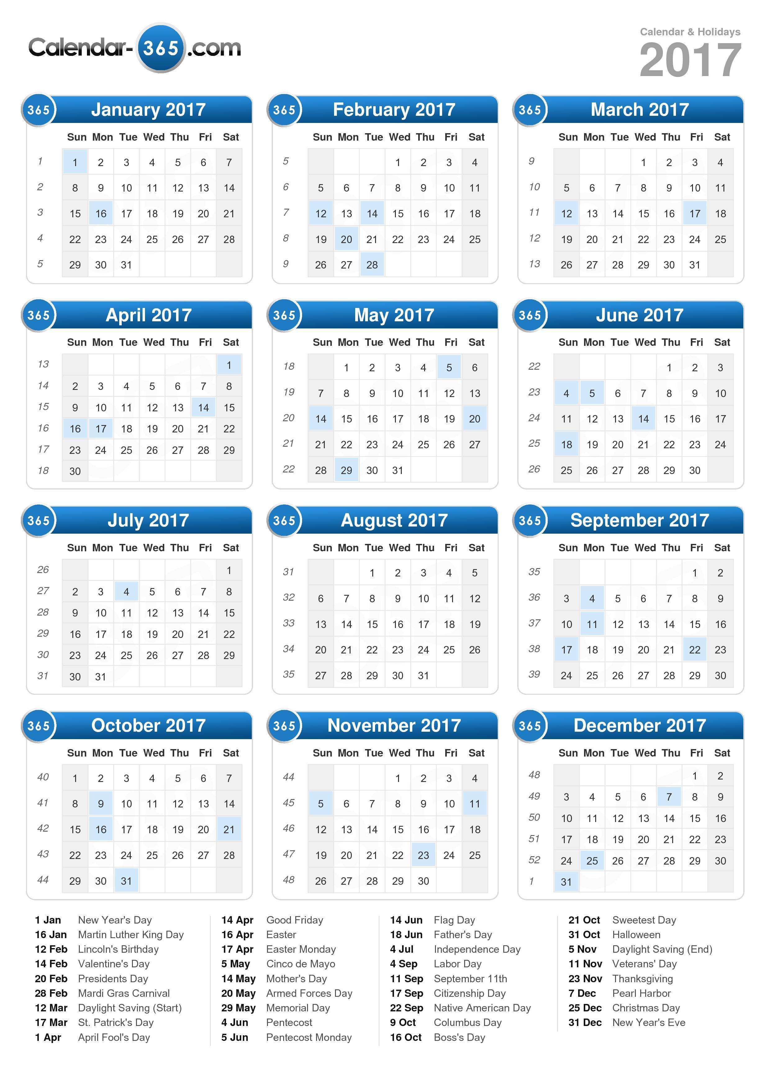 2017 Calendar