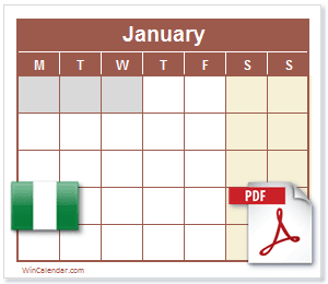 2017 Free Calendar: Printable Calendar | Calendar PDF - Nigeria