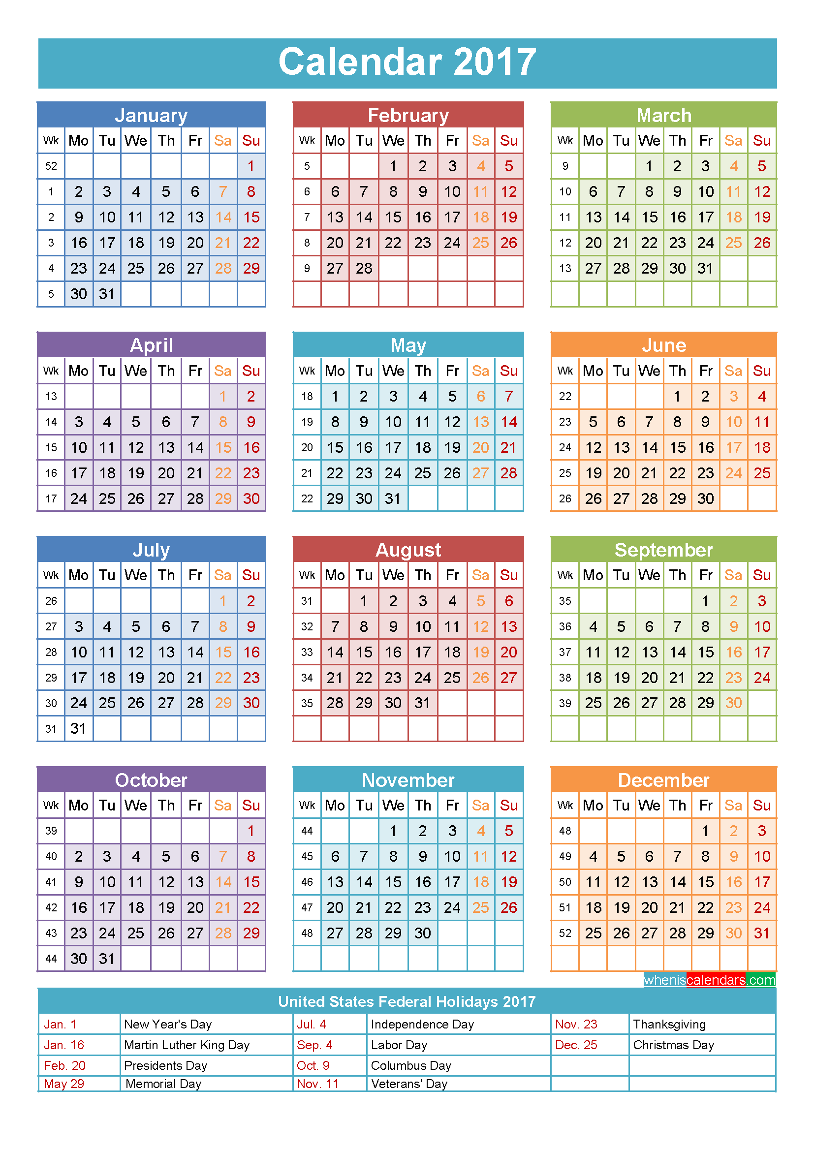 printable holiday schedule 2017