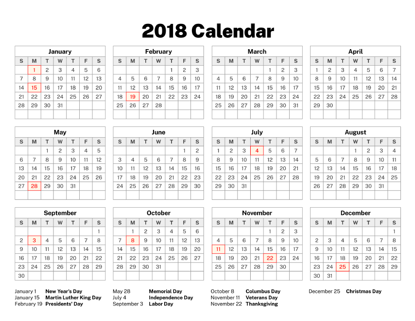 2018 Calendar - Old Calendars