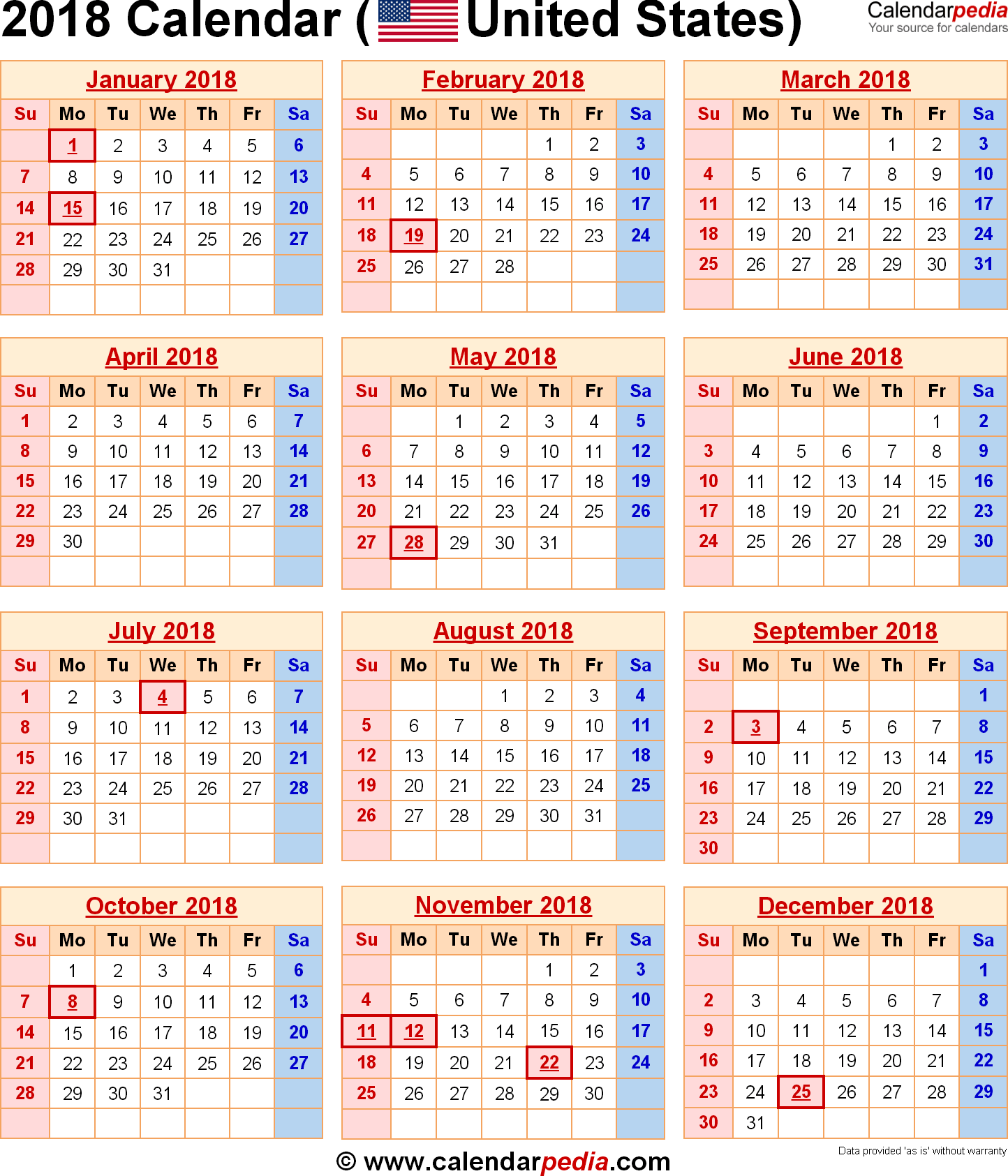 printable holiday schedule 2018