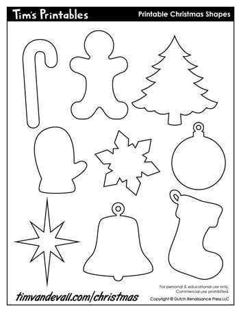 Printable Christmas Shapes, Christmas Shape Templates