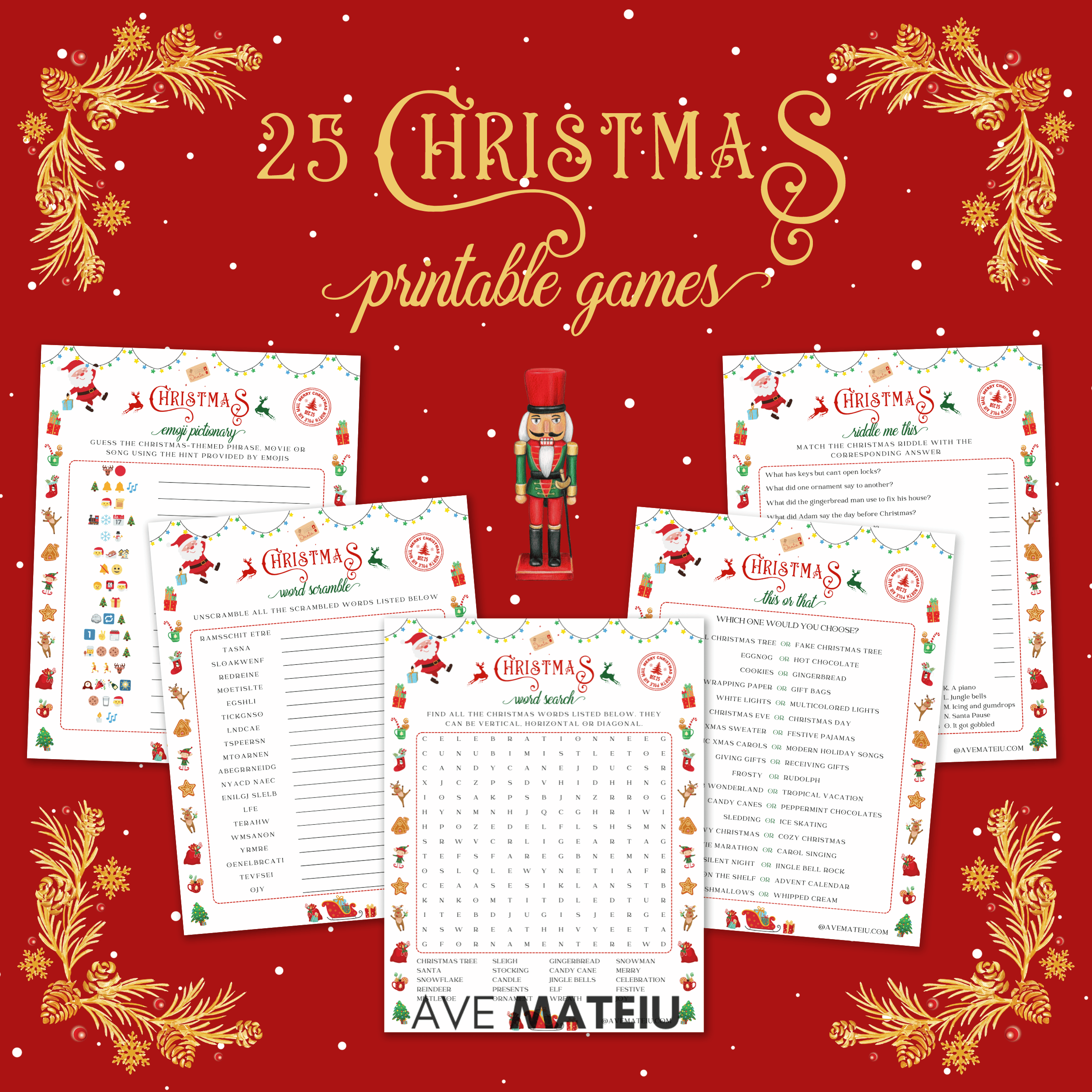 printable holiday word games