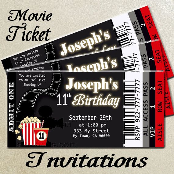 Movie Ticket Red Carpet Party Invitation Printable Invitation DONE ...