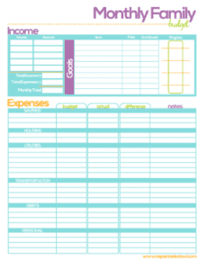 printable home budget worksheet printable