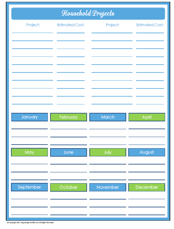 printable home organization binder