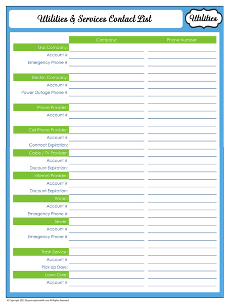 printable home organization binder
