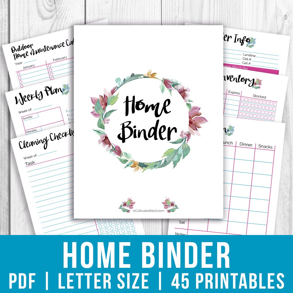 Printable Home Management Binder- Watercolor- A Cultivated Nest