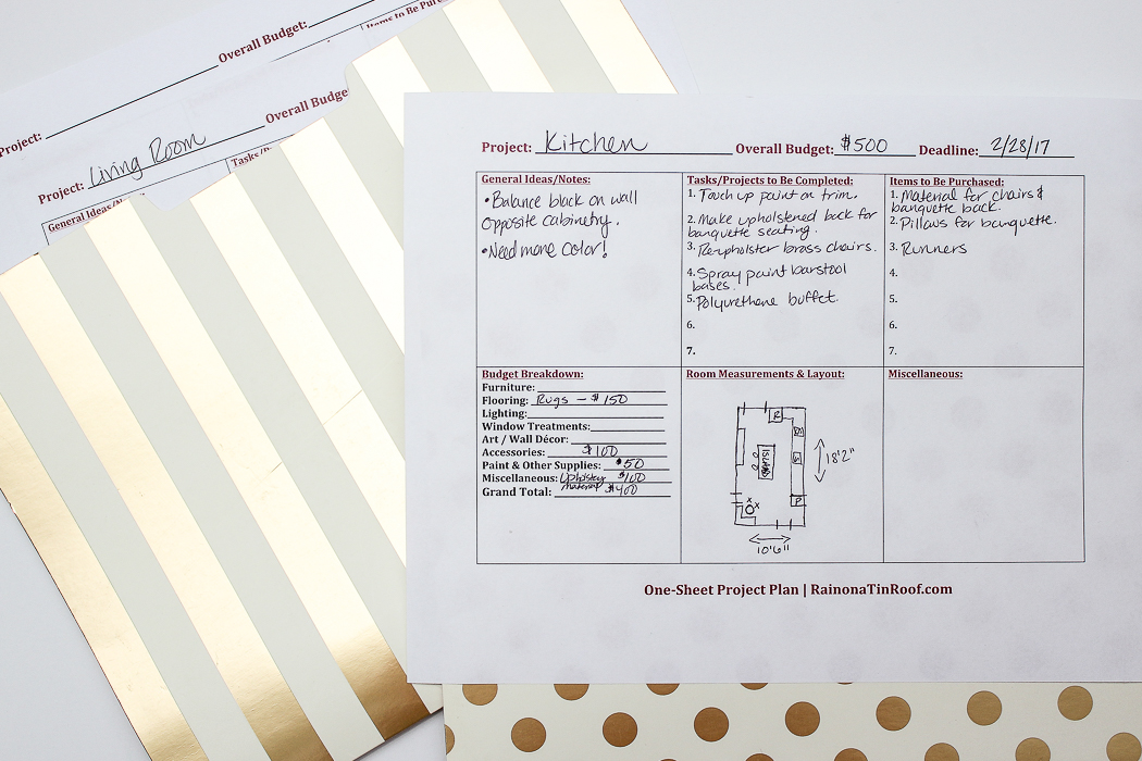 Free Printable Project Planner for Room Makeovers