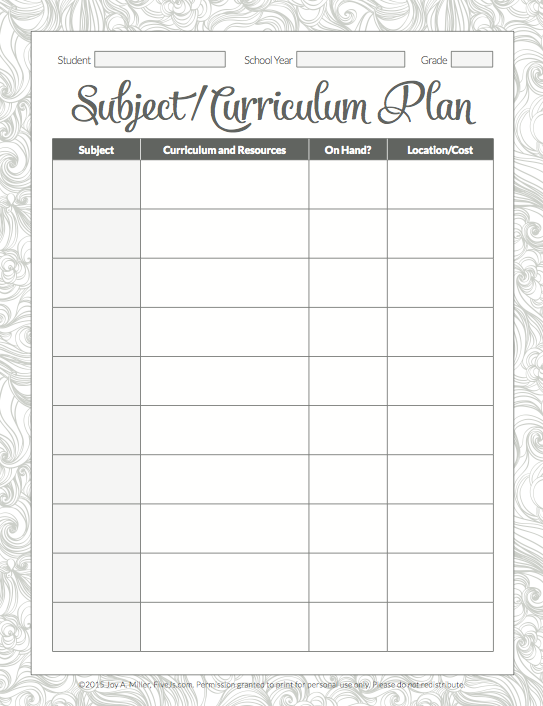 printable homeschool lesson planner