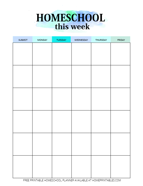 printable homeschool lesson planner