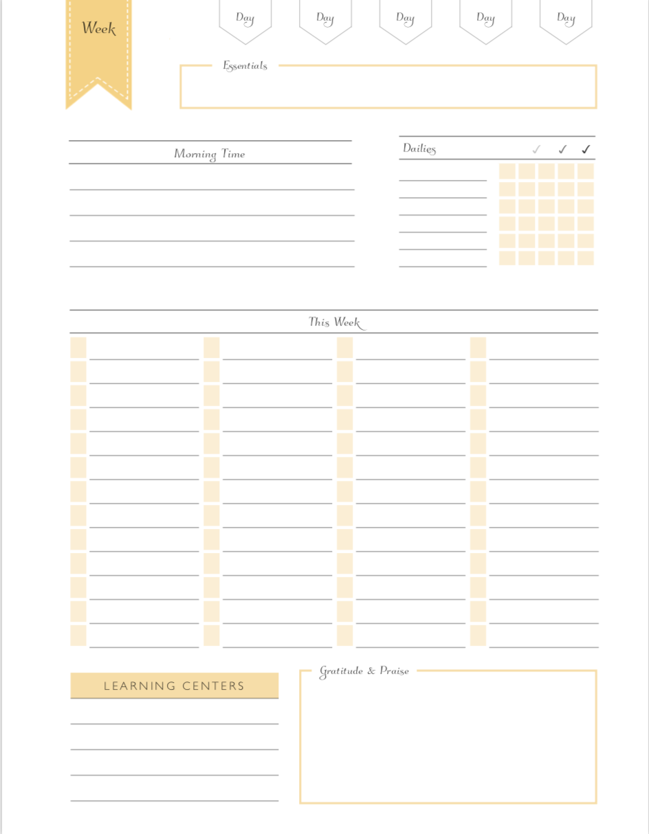 printable homeschool lesson planner