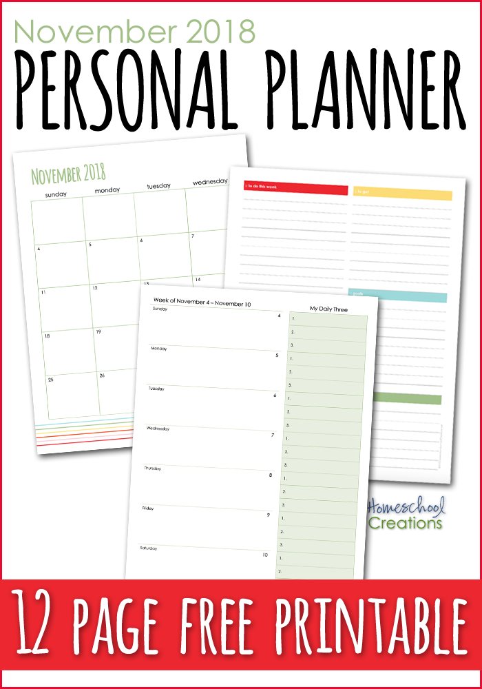 November 2018 Personal Planner - FREE Printable