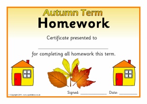 Printable Homework Certificates for Primary - SparkleBox