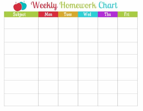 Free Homework Chart Printable - Freebie Finding Mom