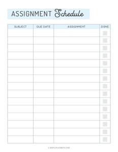 printable homework planner
