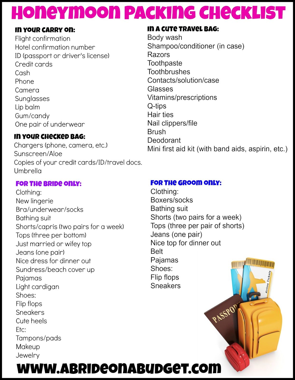 Honeymoon Packing Checklist (With A Free Printable!)