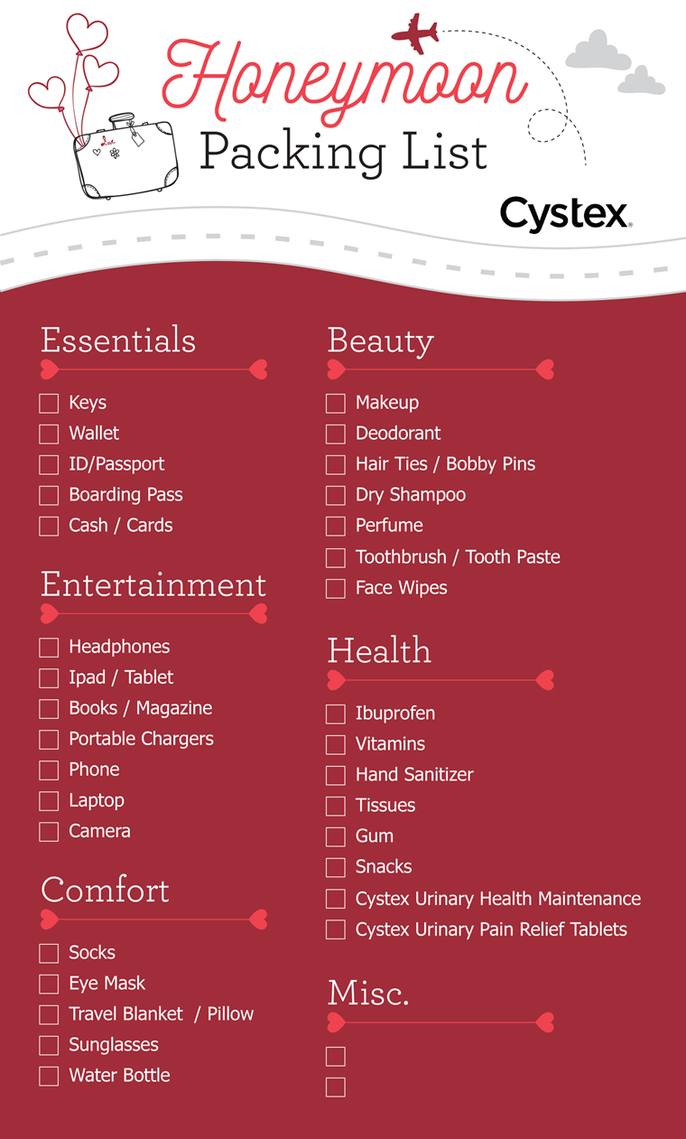 printable honeymoon packing list