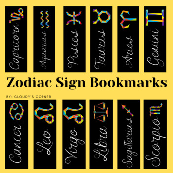 Zodiac Sign Bookmarks by Cloudys Corner | TPT
