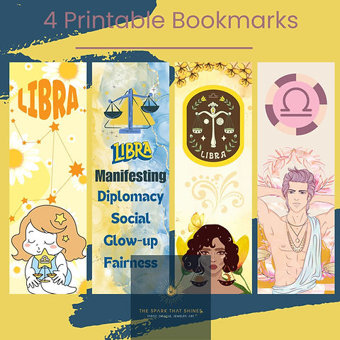 4 Printable Libra Astrology Digital Bookmarks | The Spark That Shine