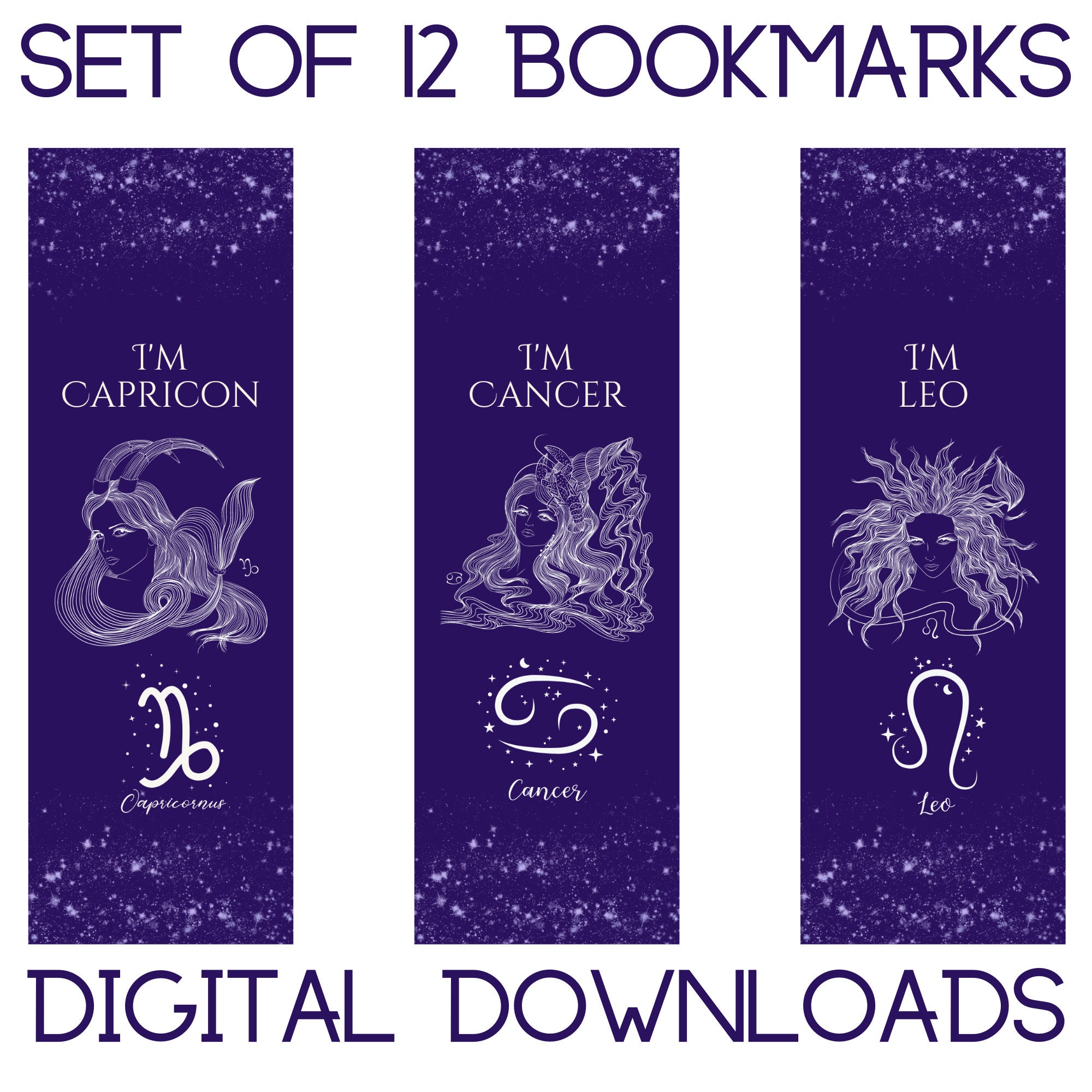 Printable Zodiac Bookmarks, Horoscope Bookmarks, Instant Download ...