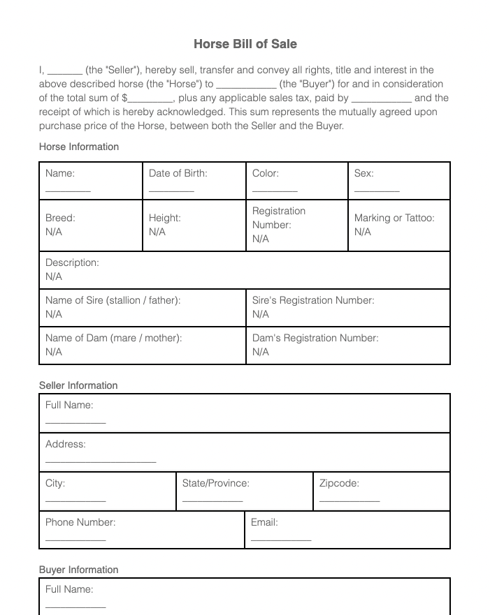 SignSimpli: Horse Bill of Sale