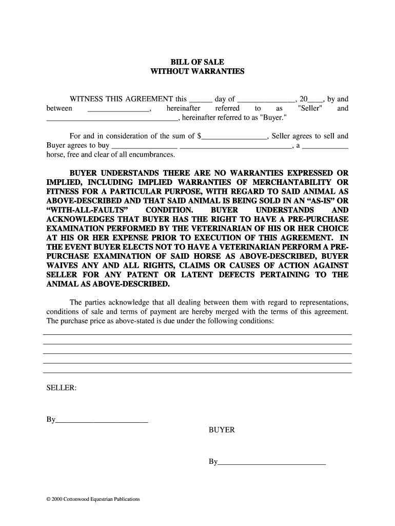 Horse bill of sale printable: Fill out &  sign online | DocHub