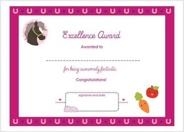 printable horse certificates
