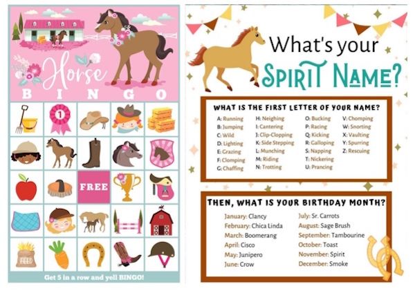 Horse printable games  