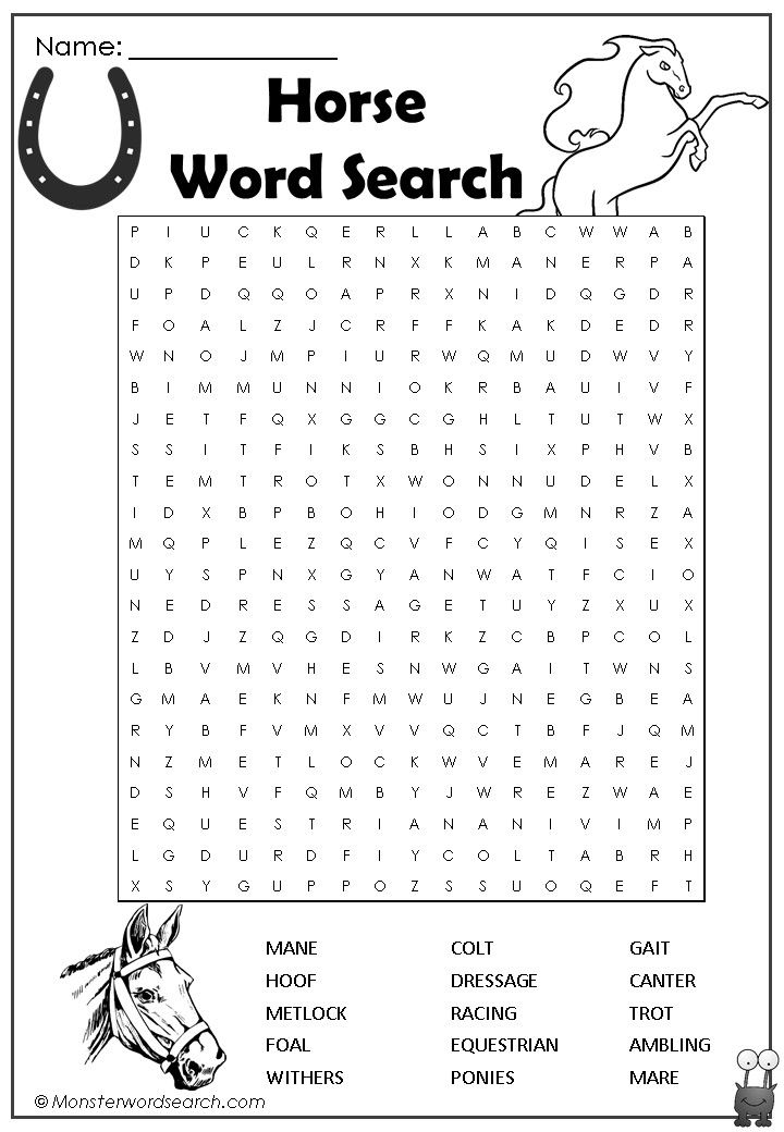 horse word search - Monster Word Search